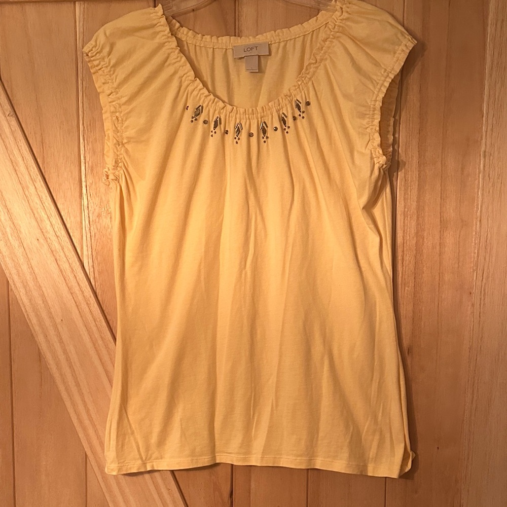 LOFT Sunlit Yellow Embellished Blouse